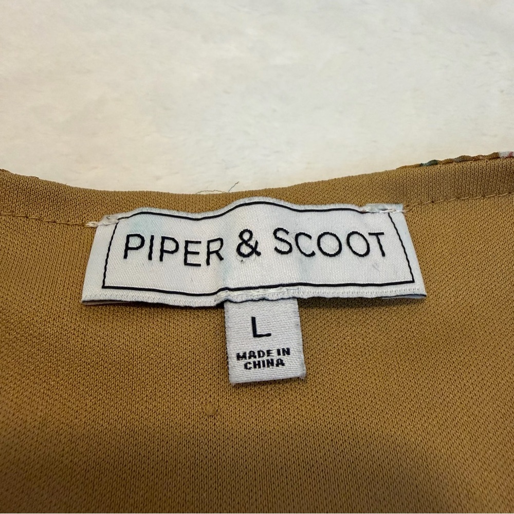 Piper & Scoot Floral Mustard Midi Button Up V Neck Dress - Picture 11 of 14